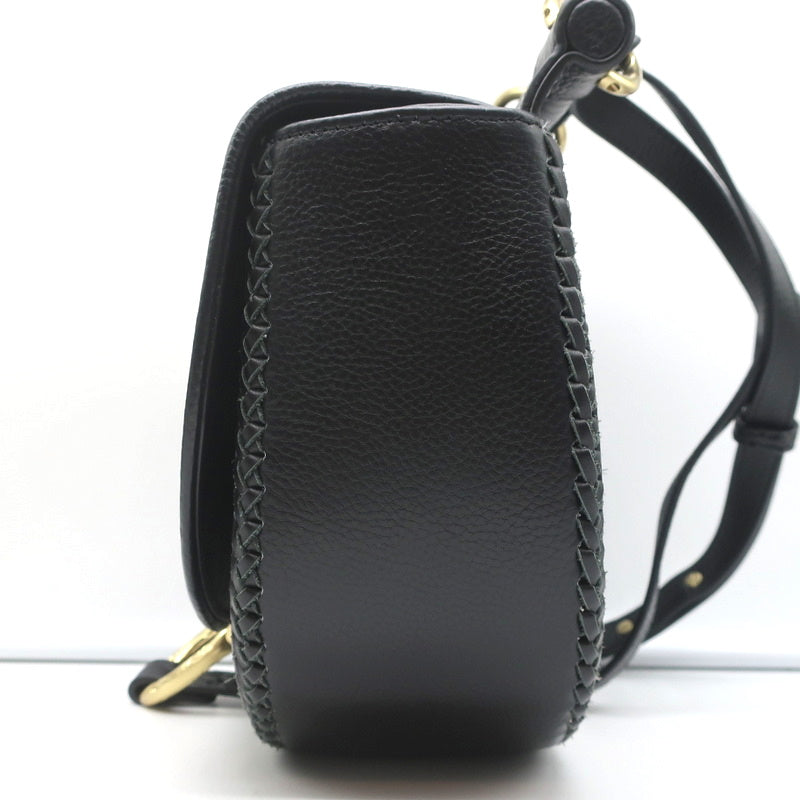 SAINT LAURENT Babylone black leather top handle push clasp flap crossbody  bag