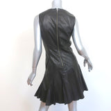 Derek Lam 10 Crosby Flared Leather Dress Black Size 6 Sleeveless Mini