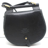 Sancia Babylon Bar Bag Black Suede & Grained Leather Medium Crossbody