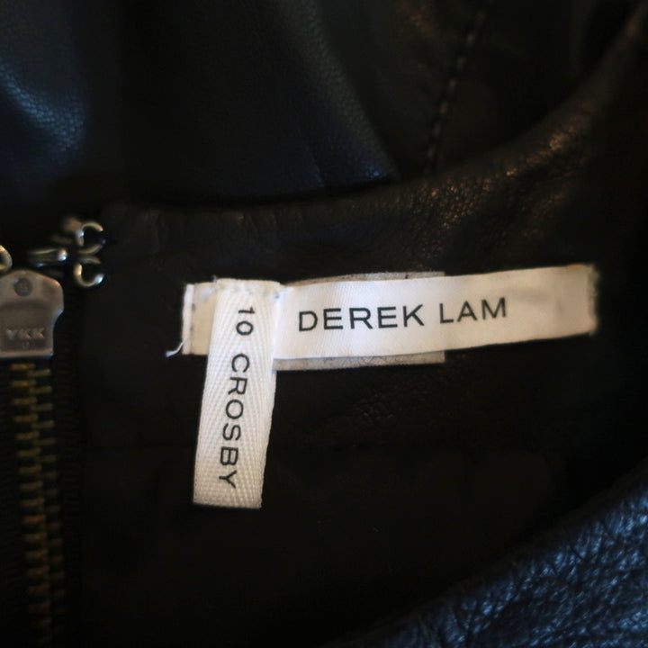 Derek Lam 10 Crosby Flared Leather Dress Black Size 6 Sleeveless Mini