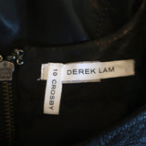 Derek Lam 10 Crosby Flared Leather Dress Black Size 6 Sleeveless Mini