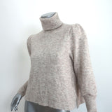 FRAME Swingy Turtleneck Sweater Oatmeal Size Small Padded Shoulder Pullover
