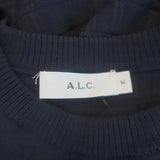 A.L.C. Mini Dress Schultz Navy Checked Knit Size Medium Long Sleeve Fit & Flare