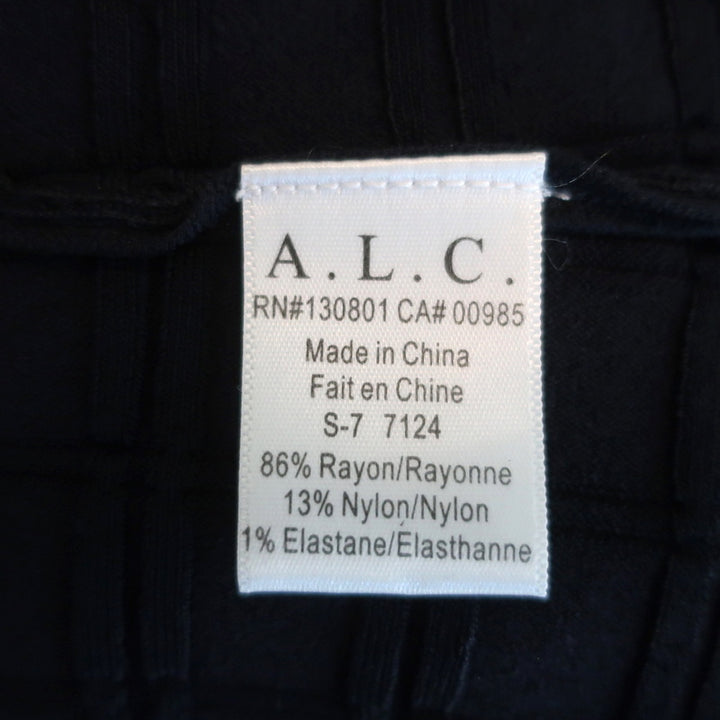 A.L.C. Mini Dress Schultz Navy Checked Knit Size Medium Long Sleeve Fit &amp; Flare