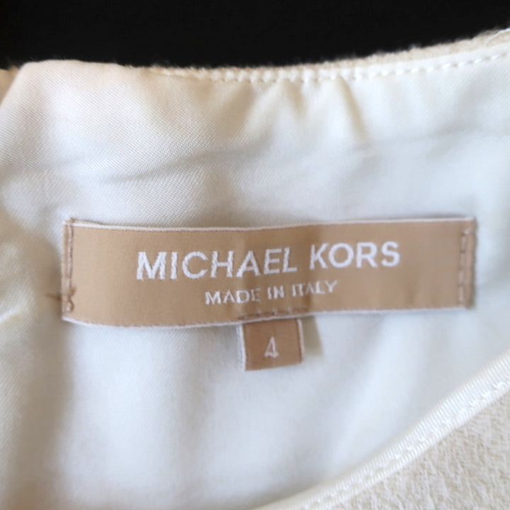 Michael Kors Two-Tone Sleeveless Mini Dress Ivory/Black Wool Crepe Size 4