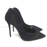 Giuseppe Zanotti Pumps Lucrezia Black Mesh-Inset Suede Size 39 Pointed Toe Heels