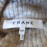 FRAME Swingy Turtleneck Sweater Oatmeal Size Small Padded Shoulder Pullover