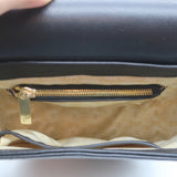 Sancia Babylon Bar Bag Black Suede & Grained Leather Medium Crossbody