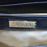 Sancia Babylon Bar Bag Black Suede & Grained Leather Medium Crossbody