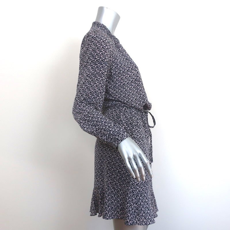 Rebecca Taylor Shirtdress Static Print Silk Size 2 Long Sleeve Mini Dress