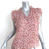 Rebecca Taylor Sleeveless Top Lucia Pink Lurex-Striped Floral Print Size 00