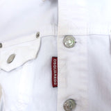 Dsquared2 Cropped Jean Jacket White Stretch Denim Size 44 NEW