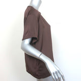 Nili Lotan Brady Satin Tee Chocolate Brown Size Medium Short Sleeve Top