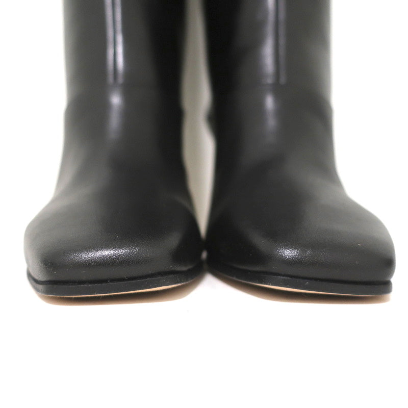 Jimmy Choo Mahesa Square Toe Knee High Boots Black Leather Size 36 NEW