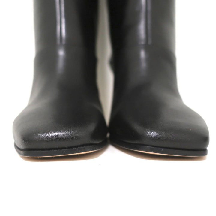 Jimmy Choo Mahesa Square Toe Knee High Boots Black Leather Size 36 NEW