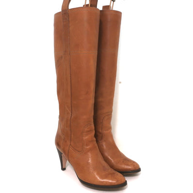L'Autre Chose Knee High Boots Caramel Leather Size 37
