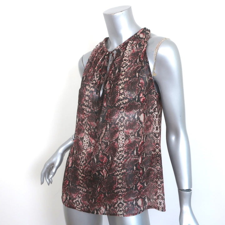 The Kooples Keyhole Tank Top Pink Python Print Size Small Sleeveless Blouse