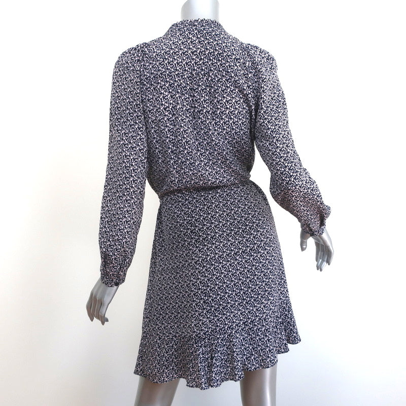 Rebecca Taylor Shirtdress Static Print Silk Size 2 Long Sleeve Mini Dress