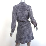 Rebecca Taylor Shirtdress Static Print Silk Size 2 Long Sleeve Mini Dress