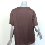 Nili Lotan Brady Satin Tee Chocolate Brown Size Medium Short Sleeve Top