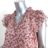 Rebecca Taylor Sleeveless Top Lucia Pink Lurex-Striped Floral Print Size 00