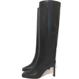 Jimmy Choo Mahesa Square Toe Knee High Boots Black Leather Size 36 NEW