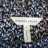 Rebecca Taylor Shirtdress Static Print Silk Size 2 Long Sleeve Mini Dress