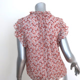 Rebecca Taylor Sleeveless Top Lucia Pink Lurex-Striped Floral Print Size 00