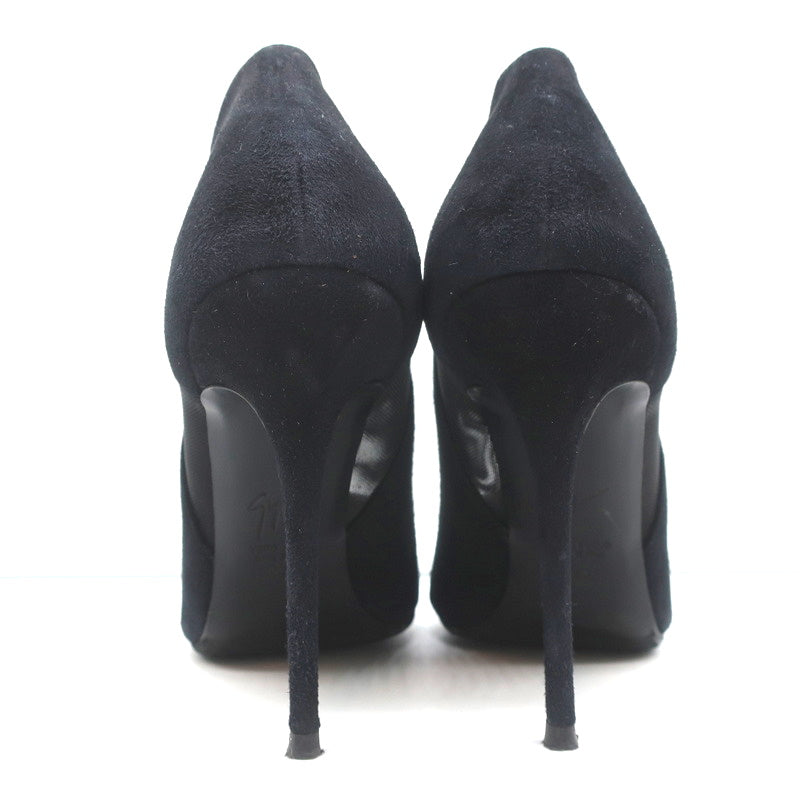 Giuseppe Zanotti Pumps Lucrezia Black Mesh-Inset Suede Size 39 Pointed Toe Heels