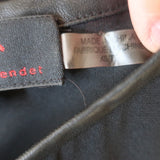 Alice + Olivia AIR Boatneck Top Black Leather-Trim Stretch Silk Size Extra Small