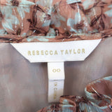 Rebecca Taylor Sleeveless Top Lucia Pink Lurex-Striped Floral Print Size 00