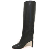 Jimmy Choo Mahesa Square Toe Knee High Boots Black Leather Size 36 NEW