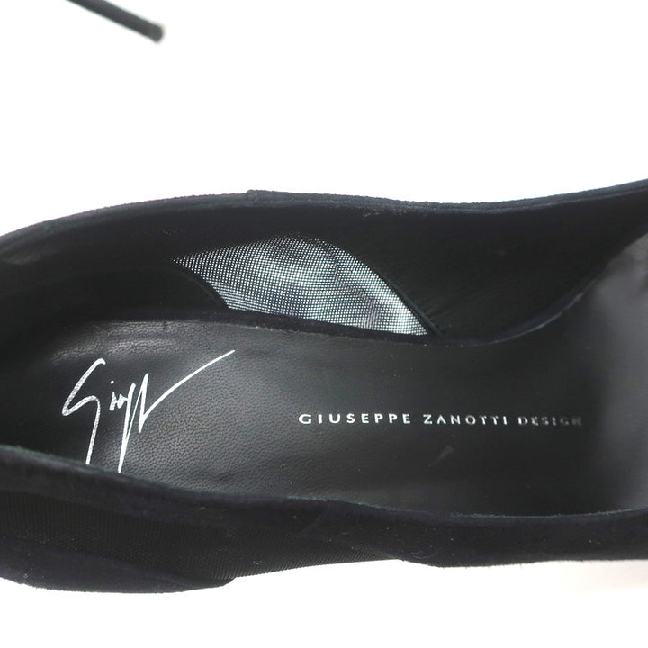 Giuseppe Zanotti Pumps Lucrezia Black Mesh-Inset Suede Size 39 Pointed Toe Heels