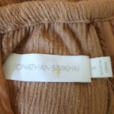 Jonathan Simkhai Rope Tie Cutout Top Alanna Camel Pleated Faux Suede Size Small