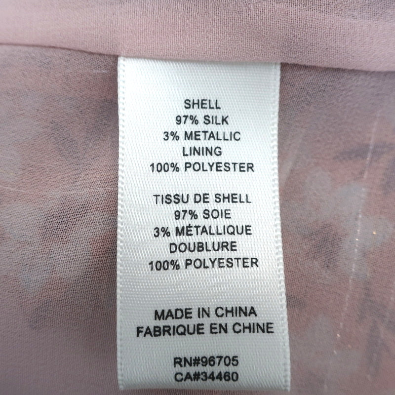 Rebecca Taylor Sleeveless Top Lucia Pink Lurex-Striped Floral Print Size 00