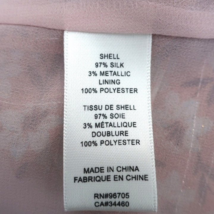 Rebecca Taylor Sleeveless Top Lucia Pink Lurex-Striped Floral Print Size 00