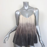 Rebecca Taylor Chain-Embellished Tank Top Cream/Gray Ombre Silk Size 6