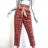 Veronica Beard Paperbag Pants Clerence Rust Floral Print Cotton Size 6 NEW