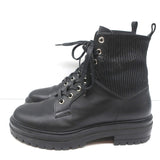 Gianvito Rossi Black Leather Size 38.5 Lace-Up Ankle Boots