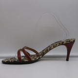 Dolce & Gabbana Double Strap Slide Sandals Brown Leather & Leopard Print Size 41