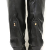 Jimmy Choo Mahesa Square Toe Knee High Boots Black Leather Size 36 NEW