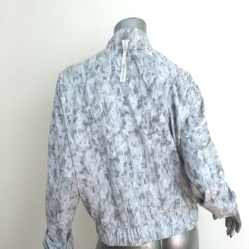 Lululemon Reversible Jacket White/Gray Printed Nylon Size 8