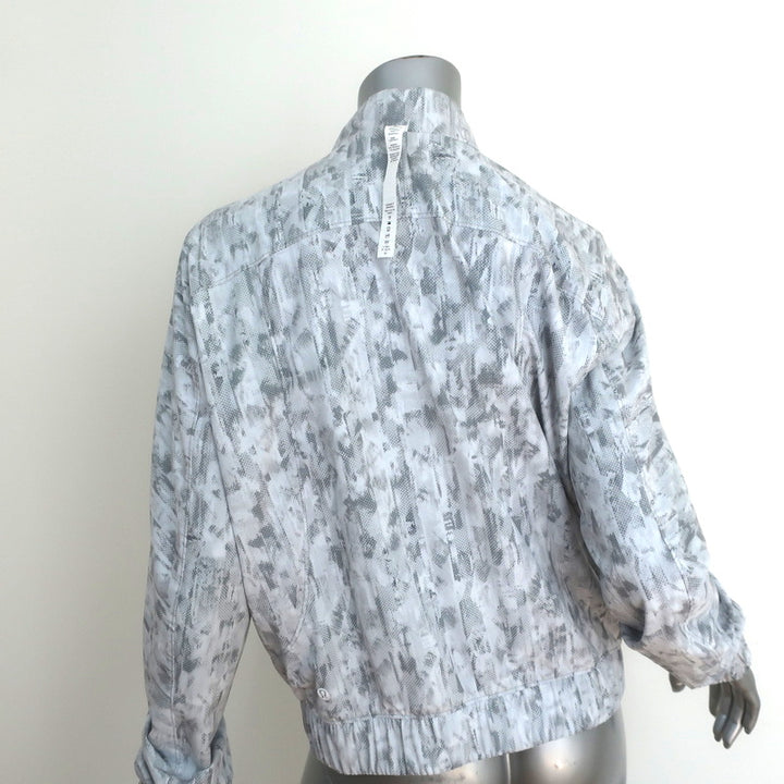 Lululemon Reversible Jacket White/Gray Printed Nylon Size 8