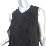 L'Agence Ruffle Blouse Lisette Black Silk Size Medium Sleeveless Top