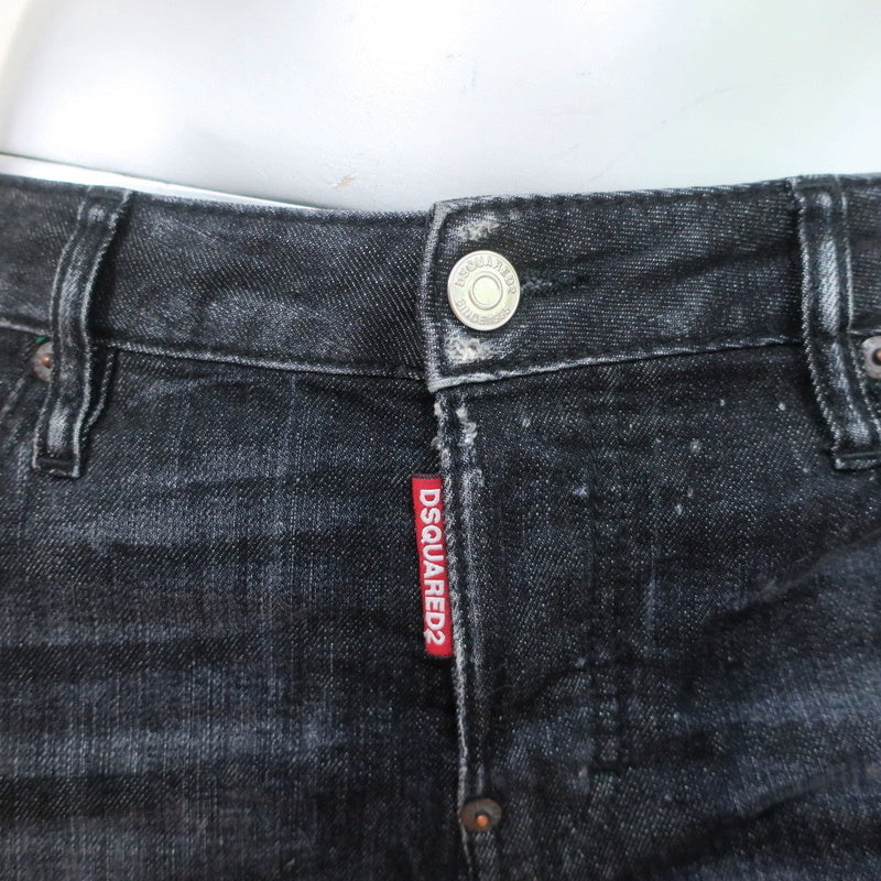 Dsquared2 Cool Girl Cropped Jeans Black Distressed Stretch Denim Size 40