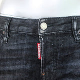 Dsquared2 Cool Girl Cropped Jeans Black Distressed Stretch Denim Size 40