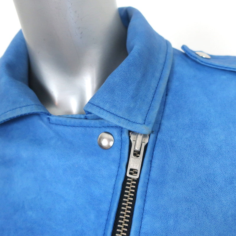 IRO Anabela Leather Biker Jacket Blue Size 1 Moto Jacket