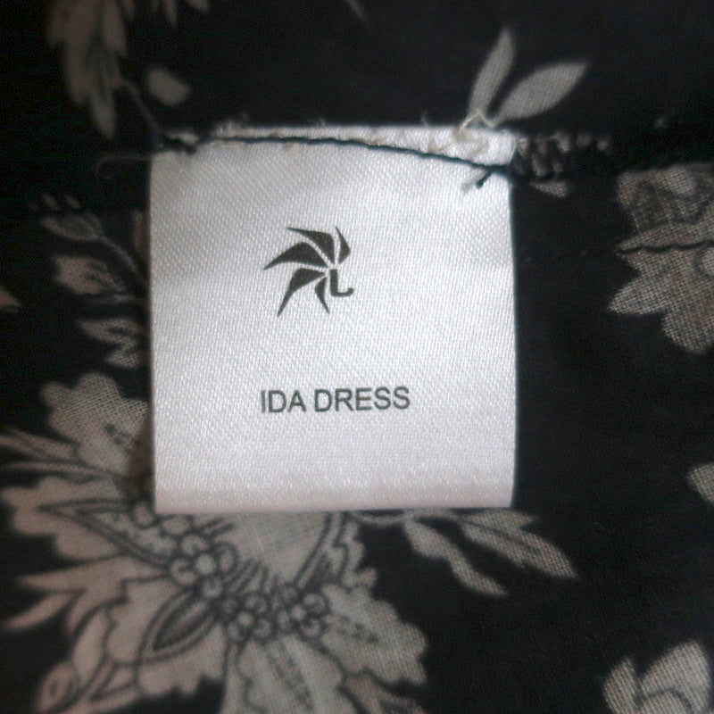 Local Maxi Dress Ida Navy Floral Print Cotton Size Medium Long Sleeve NEW