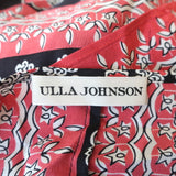 Ulla Johnson Blouse Bea Black/Red Indian Floral Print Silk Size 2 Tie-Neck Top