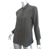Saint Laurent Button-Up Blouse Black Arrow Print Silk Size 36 Long Sleeve Shirt